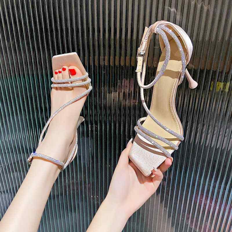 レディース シューズ 靴 ブーツ パンプス サンダル オシャレ 小物 アイテム EUサイズ表記 女性用 靴 スティレット サンダル オープントゥ ストーン 一文字 バックル ストラップ ハイヒール