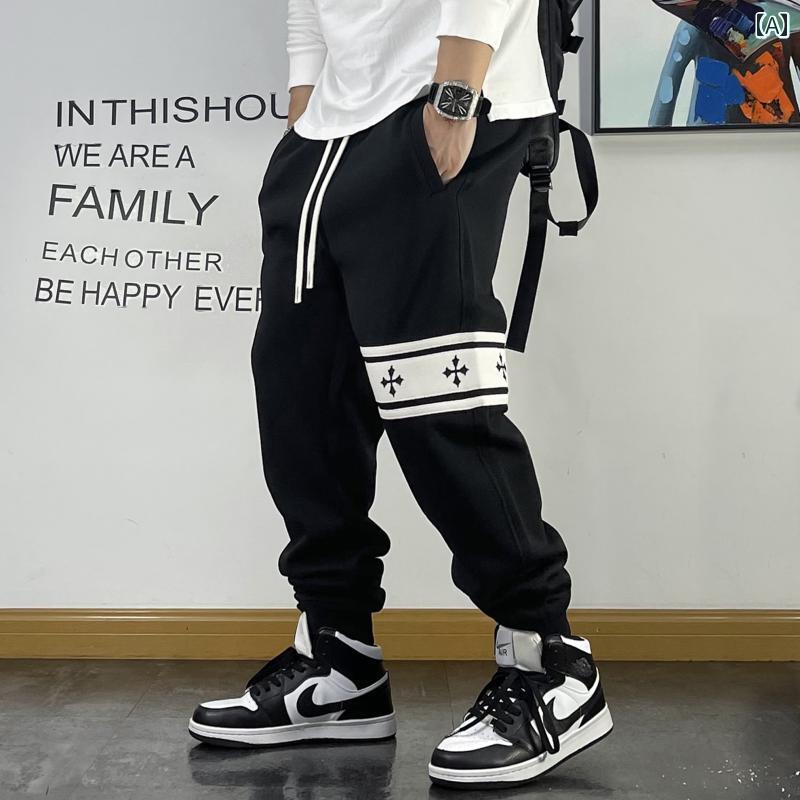 メンズ 男性用 ファッション オシャレ シンプル 大人 かっこいい ストリート ヒップホップ HipHop 秋 ニット スウェット パンツ ルーズ..