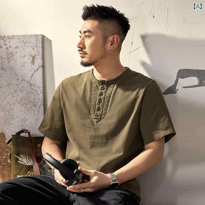 メンズ 男性用 ファッション オシャレ シンプル 大人 かっこいい ストリート ヒップホップ HipHop アメリカンン 半袖 T シャツ 夏 薄手 綿 コットンラウンドネック ルーズ 五分袖 服 スタイル