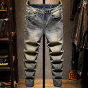 メンズ 男性用 ファッション オシャレ シンプル 大人 かっこいい ストリート ヒップホップ HipHop アメリカンン ヘビーウェイト レトロ ジーンズ スリムフィット 韓国ファッション 大きいサイズ 春 パンツ