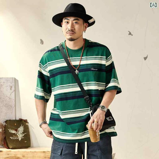 メンズ 男性用 ファッション オシャレ シンプル 大人 かっこいい ストリート ヒップホップ HipHop アメリカンン グリーンストライプ 半袖 T シャツ 夏 薄手 綿 コットン ラウンドネック ゆったり 半袖 服 メンズ 男性用 ファッション オシャレ シンプル 大人 かっこいい ストリート ヒップホップ HipHop アメリカンン グリーンストライプ 半袖 T シャツ 夏 薄手 綿 コットン ラウンドネック ゆったり 半袖 服