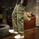 メンズ 男性用 ファッション オシャレ シンプル 大人 かっこいい ストリート ヒップホップ HipHop アメリカンンン レトロ カーゴパンツ 春秋 ポケット ルーズ ワイド レッグ カジュアル パンツ 春