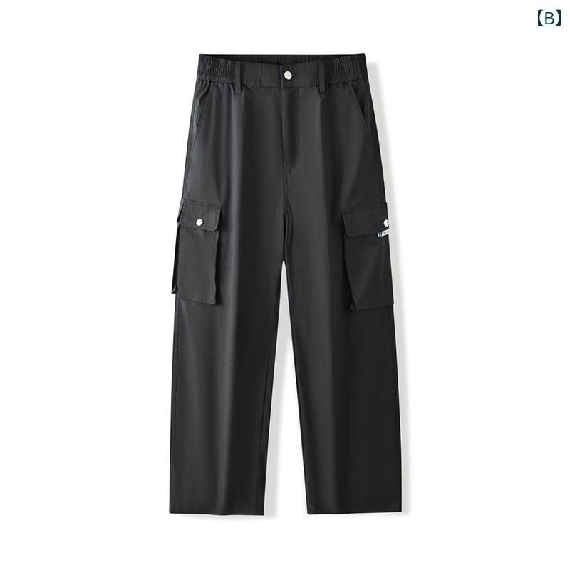 メンズ 男性用 ファッション オシャレ シンプル 大人 かっこいい ストリート ヒップホップ HipHop 春夏 スタイル カーキ 大きい ポケット アメリカンン ストレート ルーズ ロギング ロング パンツ カジュアル パンツ