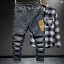 メンズ 男性用 ファッション オシャレ シンプル 大人 かっこいい ストリート ヒップホップ HipHop アメリカンン ワークパンツ ルーズ ストレート 大きいサイズ 春秋 スタイル レトロ ウォッシュ ジーンズ