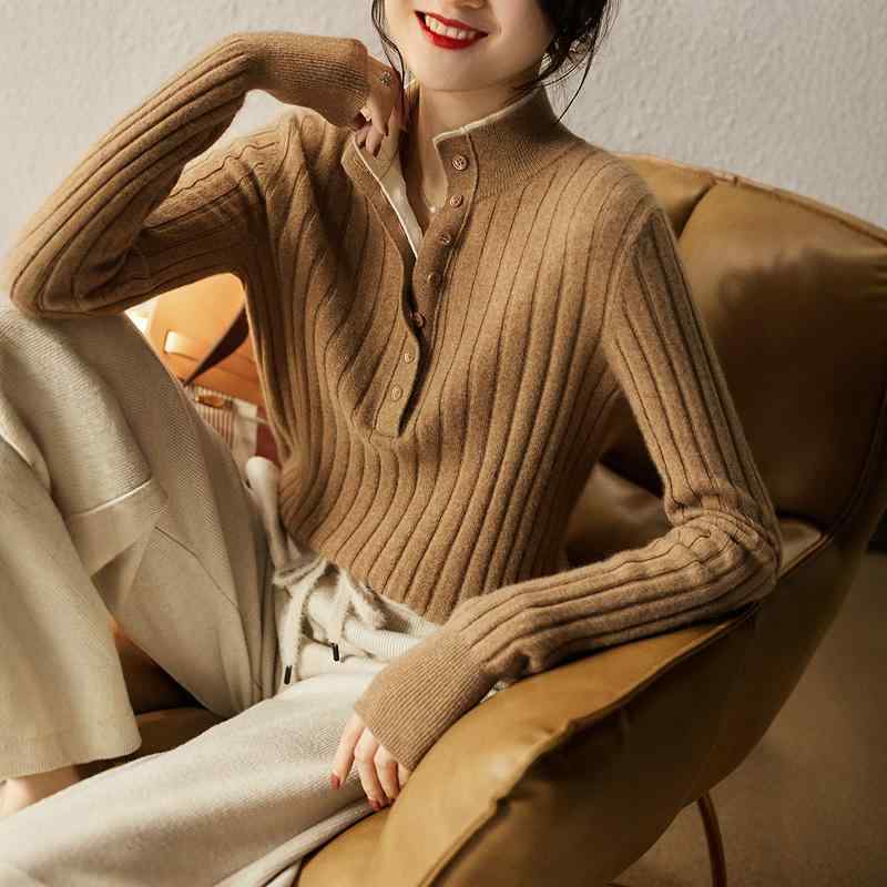 春 コーデ レディース ファッション オシャレ カワイイ シンプル きれいめ ナチュラル 上品カジュアル 婦人服 ダブル 長袖 セーター