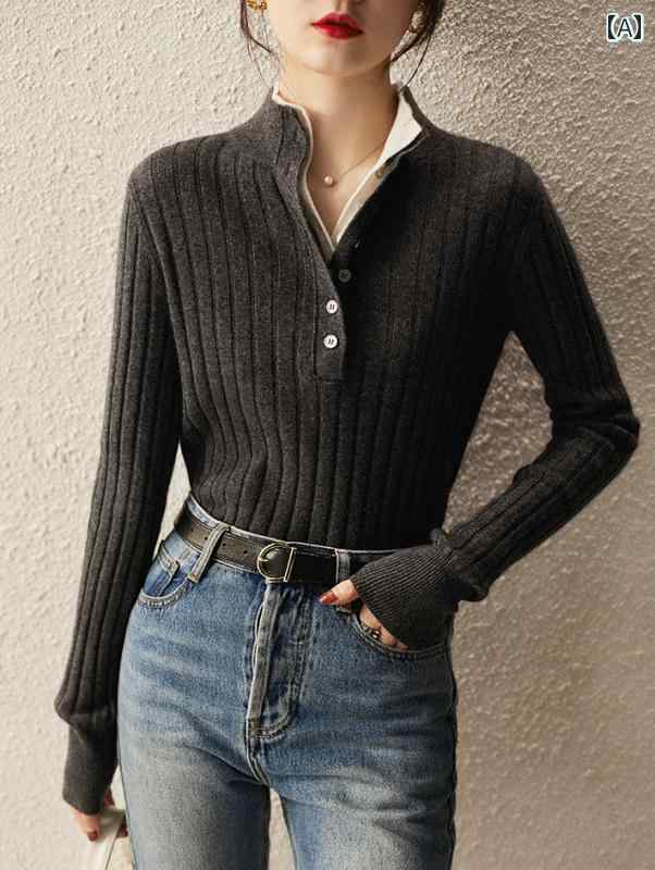 春 コーデ レディース ファッション オシャレ カワイイ シンプル きれいめ ナチュラル 上品カジュアル 婦人服 ダブル 長袖 セーター