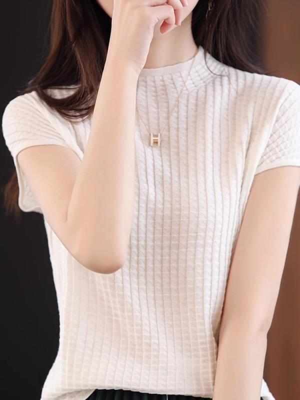 春 コーデ レディース ファッション オシャレ カワイイ シンプル きれいめ ナチュラル 上品カジュアル 婦人服 薄手 半袖 セーター 快適 ベスト インナートップ