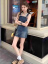 レディース ファッション オシャレ カワイイ 女性用 シンプル 大人カワイイ アメリカン レトロ デニム スカート Aライン ドレス
