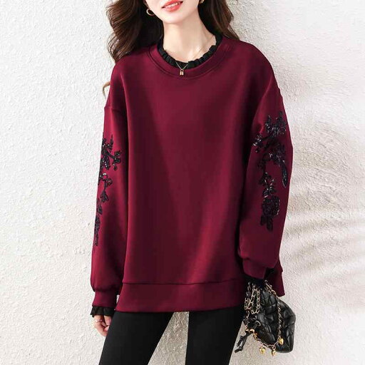 春 コーデ レディース ファッション オシャレ カワイイ シンプル きれいめ ナチュラル 上品カジュアル 婦人服 レース ステッチ スパンコール セーター ゆったり スリム トップス 春 コーデ レディース ファッション オシャレ カワイイ シンプル きれいめ ナチュラル 上品カジュアル 婦人服 レース ステッチ スパンコール セーター ゆったり スリム トップス