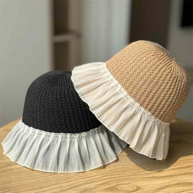 春 コーデ オシャレ 小物 アイテム レディース フレンチ　ニット帽　キャップ　スカート　フィッシャーマンハット　バケットハット　夏　海辺　ビーチ　サンハット(4)