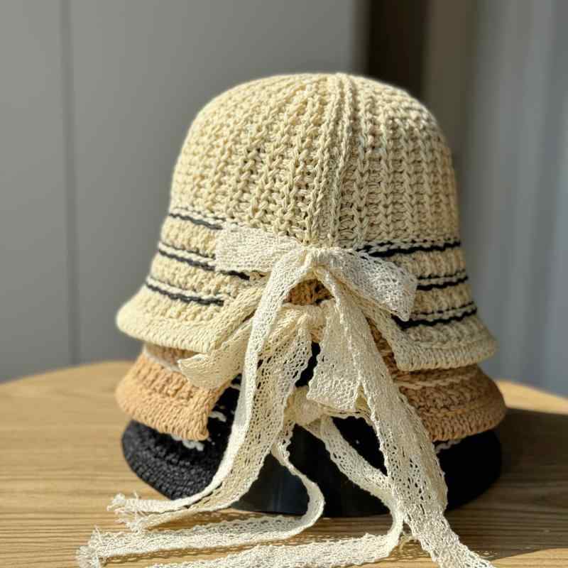春 コーデ オシャレ 小物 アイテム レディース 編み物　バケットハット　夏　カジュアル　ニット帽　キャップ　バケットハット