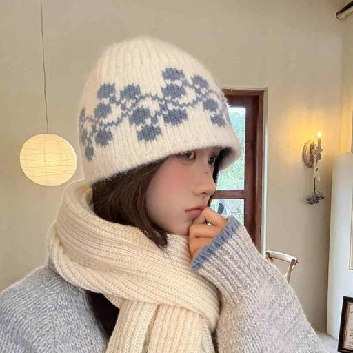 春 コーデ オシャレ 小物 アイテム レディース レトロ カラーマッチング フラワー ニット帽 キャップ ウール 女性用 バケットハット 春 コーデ オシャレ 小物 アイテム レディース レトロ カラーマッチング フラワー ニット帽 キャップ ウール 女性用 バケットハット