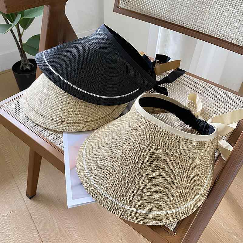 Other - 春 コーデ オシャレ 小物 アイテム レディース 海辺　紫外線対策　女性用　つば有り　サンハット　折り畳み　リボン型　フェイスカバー　麦わら帽子