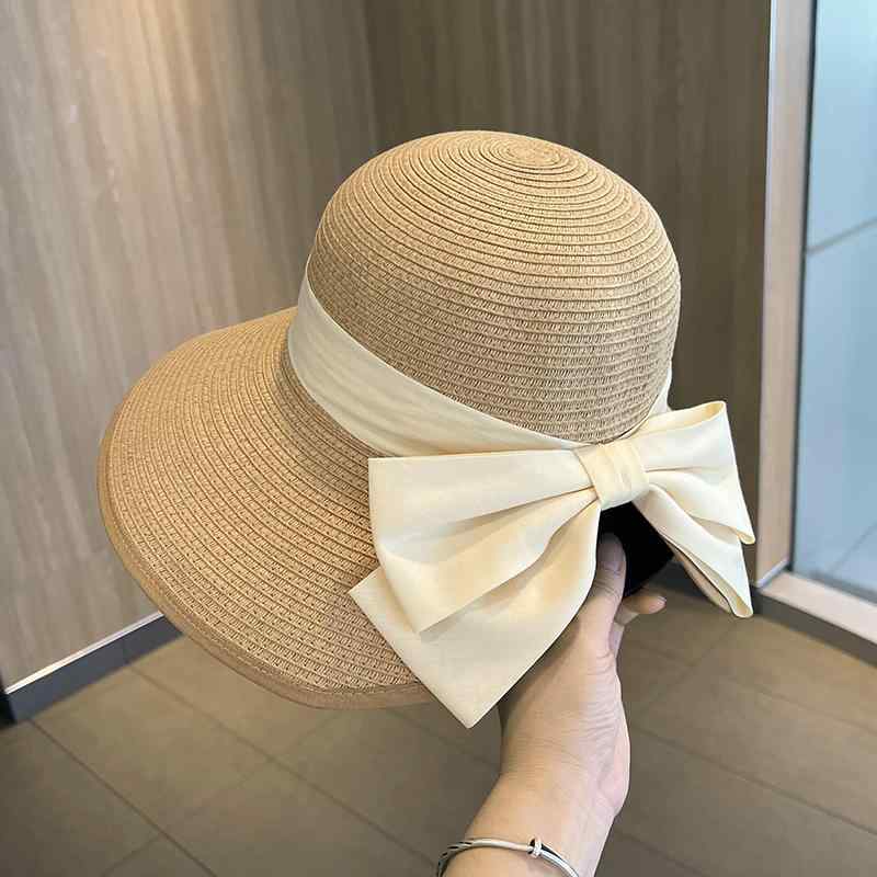 春 コーデ オシャレ 小物 アイテム レディース 女性用 リボン つば広 麦わら帽子 ビーチ 旅行用 アウトドア サンハットのサムネイル