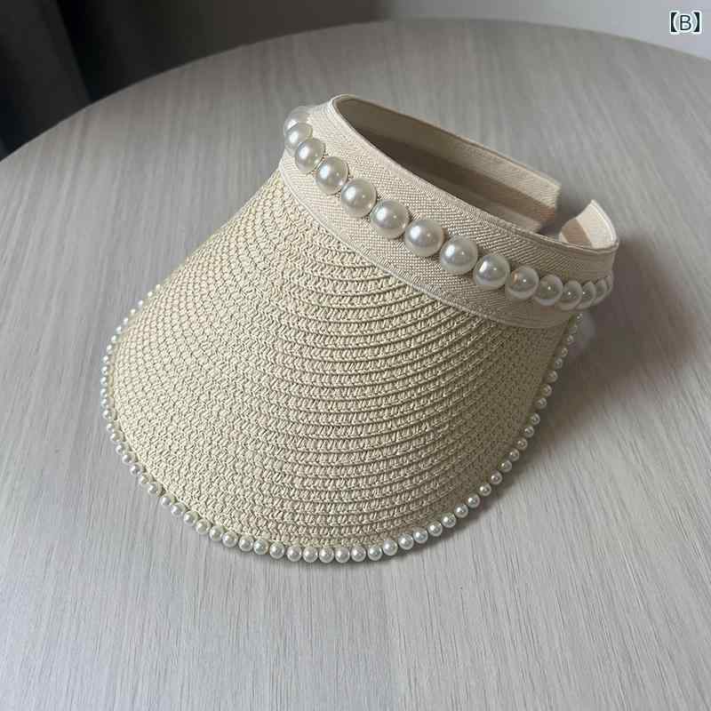 春 コーデ オシャレ 小物 アイテム レディース 女性用 パール 麦わら帽子 サンハット 夏 海辺 フェイスカバー ヘッド バンド アウトドア