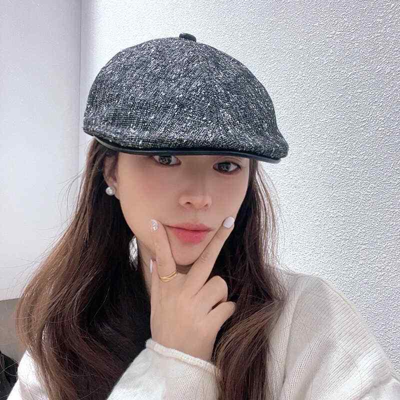 春 コーデ オシャレ 小物 アイテム レディース レトロ 八角形 秋 ベレー帽 PU レザーファッション フォ..