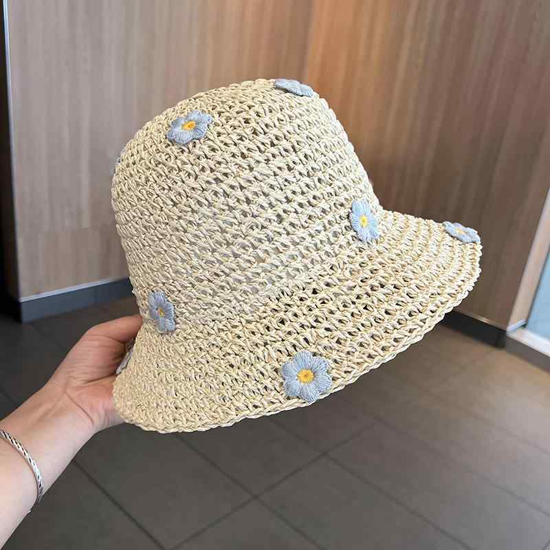 春 コーデ オシャレ 小物 アイテム レディース 花 麦わら帽子 夏 通気性 バケットハット ビーチ