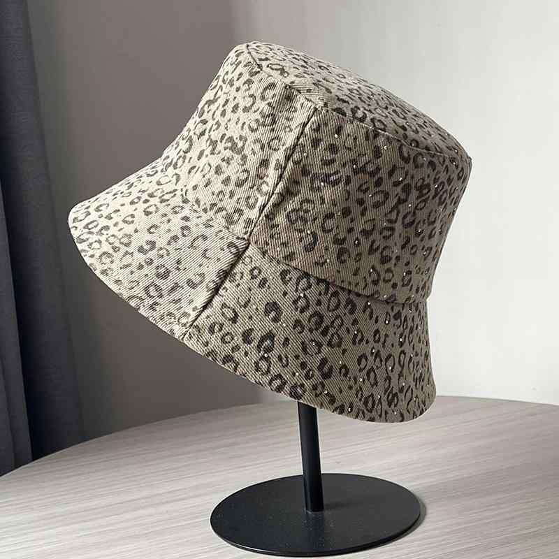 春 コーデ オシャレ 小物 アイテム レディース ラインストーン ヒョウ柄 フィッシャーマンハット バケットハット 女性用 春秋 サンハット