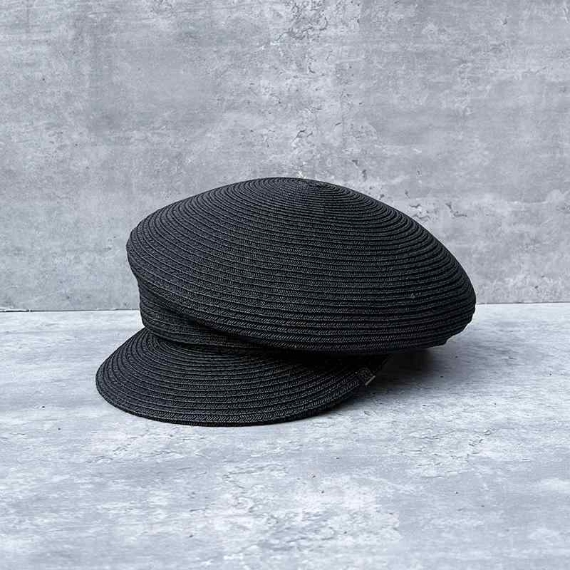 春 コーデ オシャレ 小物 アイテム レディース サイド プリーツ ダックビル キャップ 黒 麦わら帽子 女性用 ベレー帽