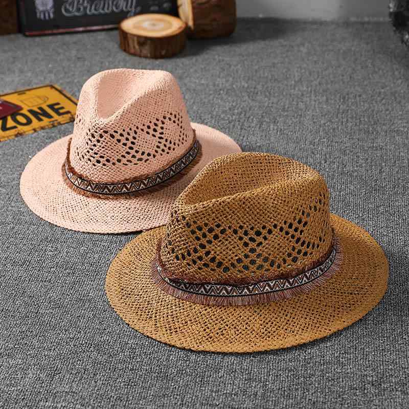 乐天商城 - 春 コーデ オシャレ 小物 アイテム レディース タッセル エスニック ジャズ 麦わら帽子 カール つば有り 帽子 キャップ 夏 男女兼用 アウトドア サンハット