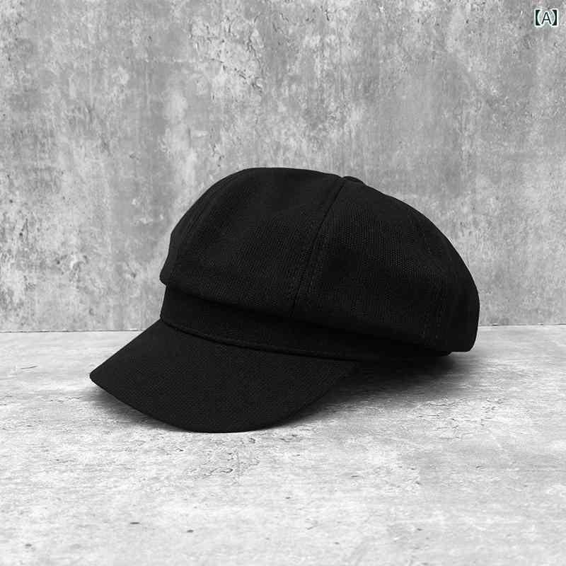 春 コーデ オシャレ 小物 アイテム レディース 女性用 カジュアル ベレー帽 黒 ダックビル ハット 八角形