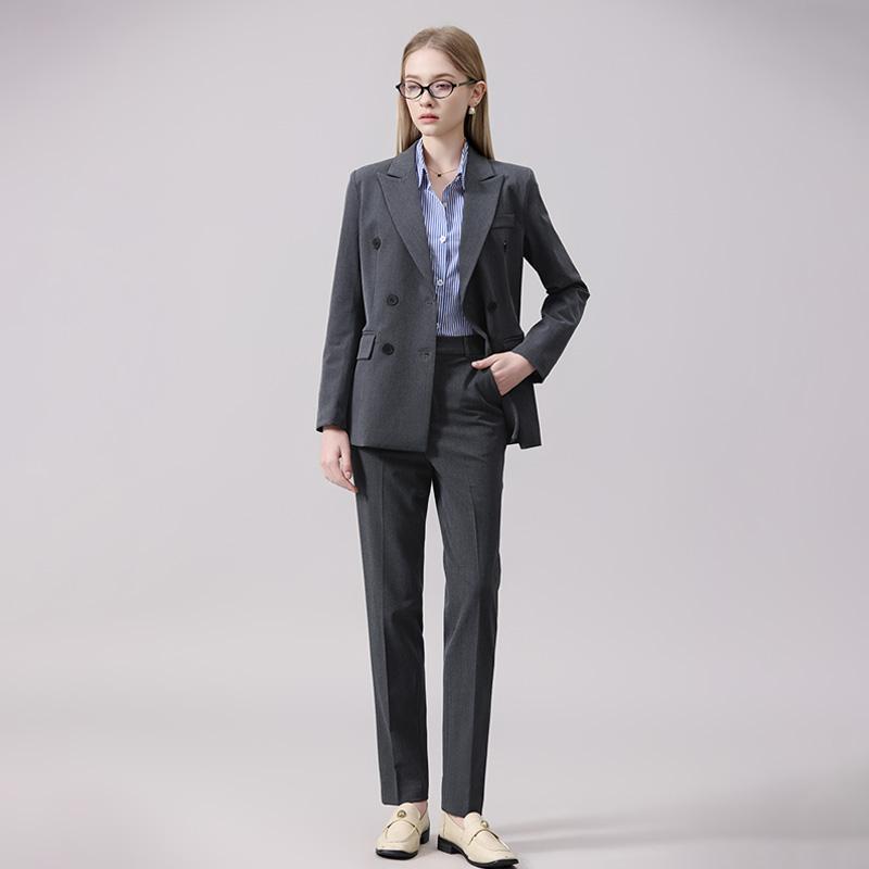 春 コーデ レディース ファッション オシャレ カワイイ シンプル きれいめ ナチュラル 上品カジュアル 婦人服 グレー スーツ ハイエンド フォーマルウェア 面接ウェア