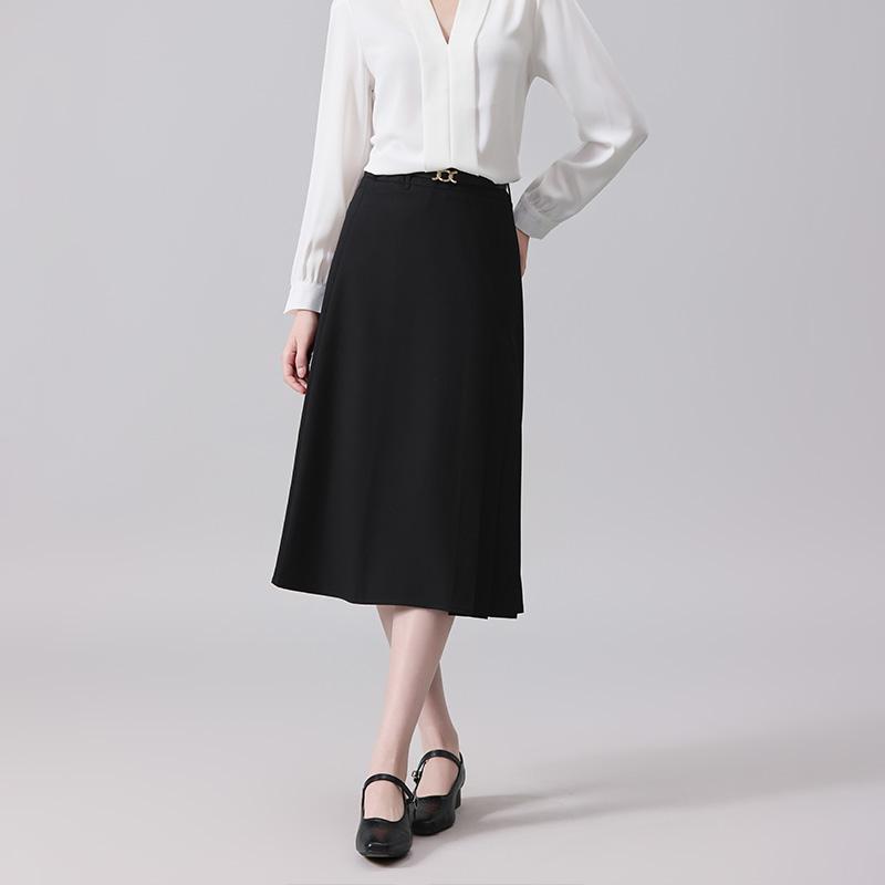 春 コーデ レディース ファッション オシャレ カワイイ シンプル きれいめ ナチュラル 上品カジュアル 婦人服 黒 スカート 面接ウェア フォーマル ワーク ドレス カジュアル ストレート ミドル丈