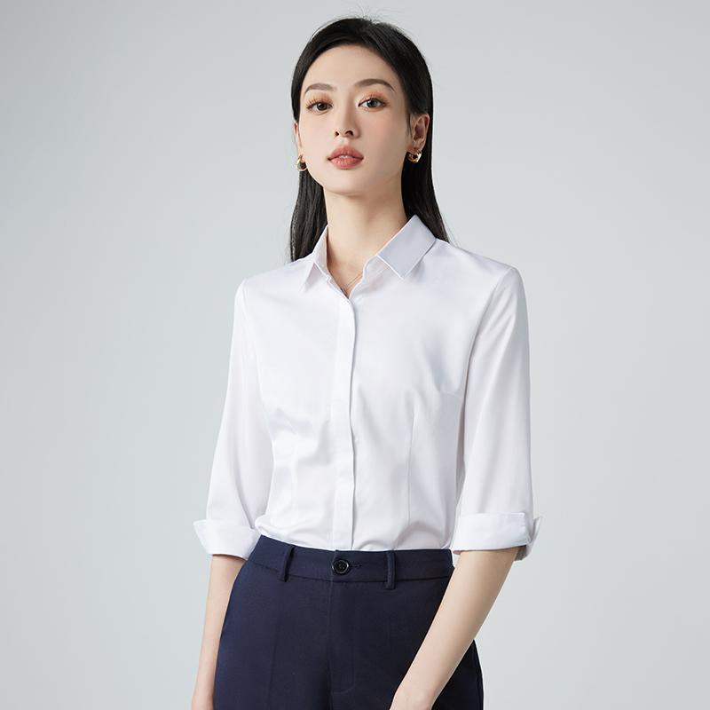 Rakuten - 春 コーデ レディース ファッション オシャレ カワイイ シンプル きれいめ ナチュラル 上品カジュアル 婦人服 白 シャツ スーツ スリム 面接ウェア フォーマルスーツ ホテル ユニフォーム ミドル スリーブ