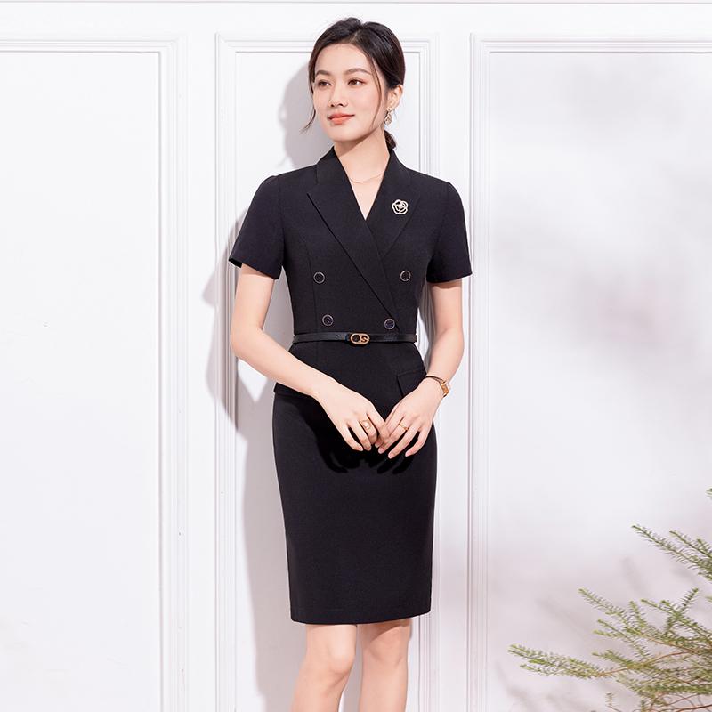 春 コーデ レディース ファッション オシャレ カワイイ シンプル きれいめ ナチュラル 上品カジュアル 婦人服 半袖 スーツ カラー ドレス 夏 ダブルブレスト ワークウェア スカート 薄手
