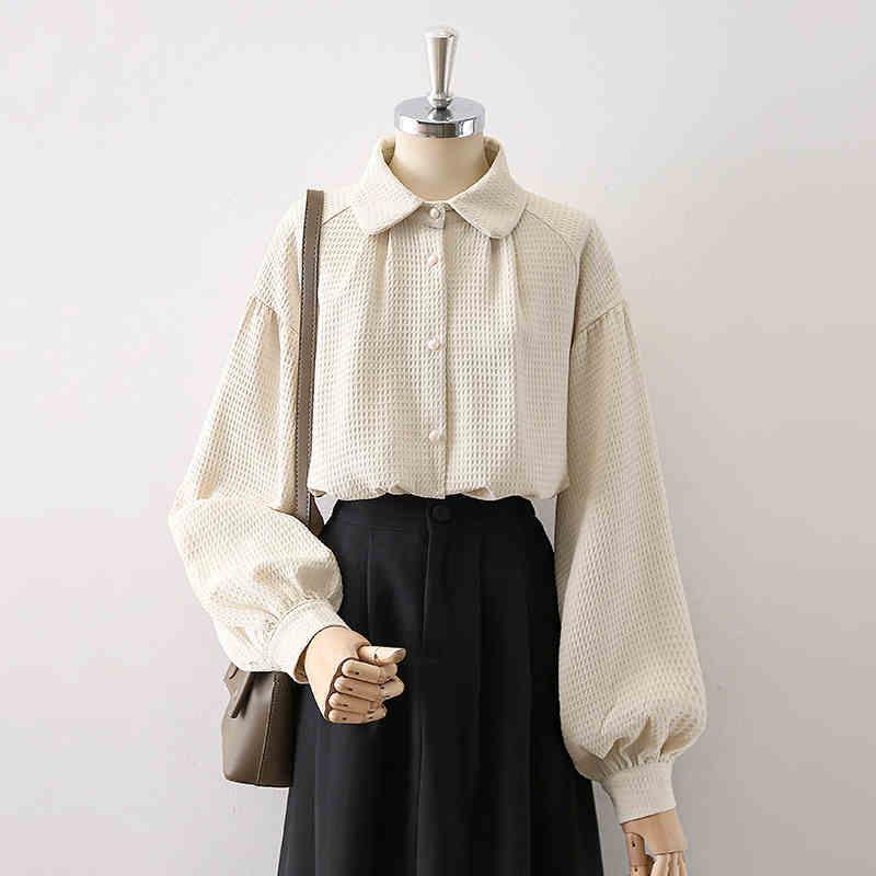 Other - 春 コーデ レディース ファッション オシャレ カワイイ シンプル きれいめ ナチュラル 上品カジュアル 婦人服 フレンチ クラシック ワッフル シャツ ドール カラー