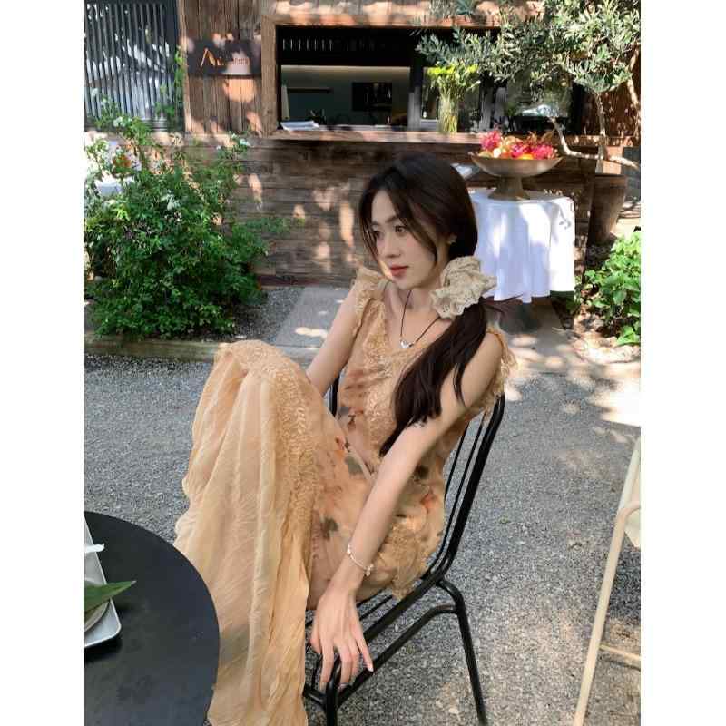 春 コーデ レディース ファッション オシャレ カワイイ シンプル きれいめ ナチュラル 上品カジュアル 婦人服 フレンチ クラシック レース ドレス 夏 プリント ロング スカート ウエスト