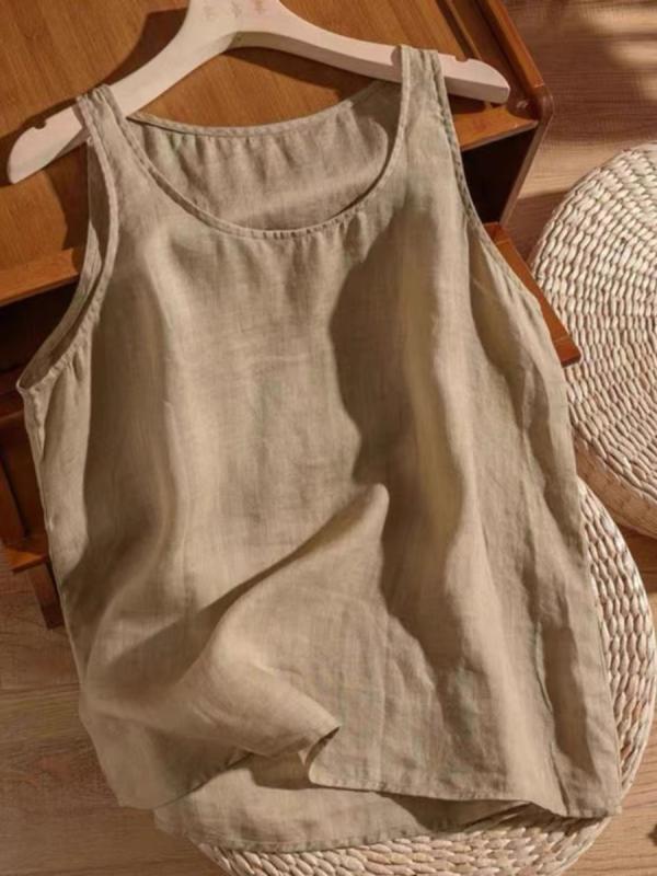 春 コーデ レディース ファッション オシャレ カワイイ シンプル きれいめ ナチュラル 上品カジュアル 婦人服 ベスト 無地 クラシック コットンリネン 夏 大きいサイズ ゆったり トップス