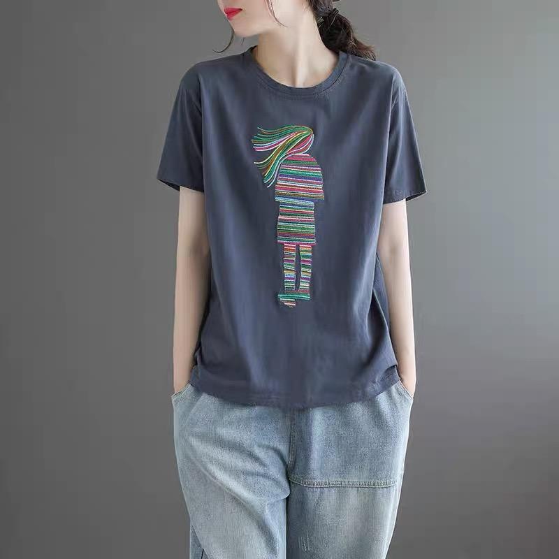 American Casual - 春 コーデ レディース ファッション オシャレ カワイイ シンプル きれいめ ナチュラル 上品カジュアル 婦人服 コットン 大きいサイズ 半袖 Tシャツ トップス 夏 クラシック カジュアル ゆったり スリム レイヤリング