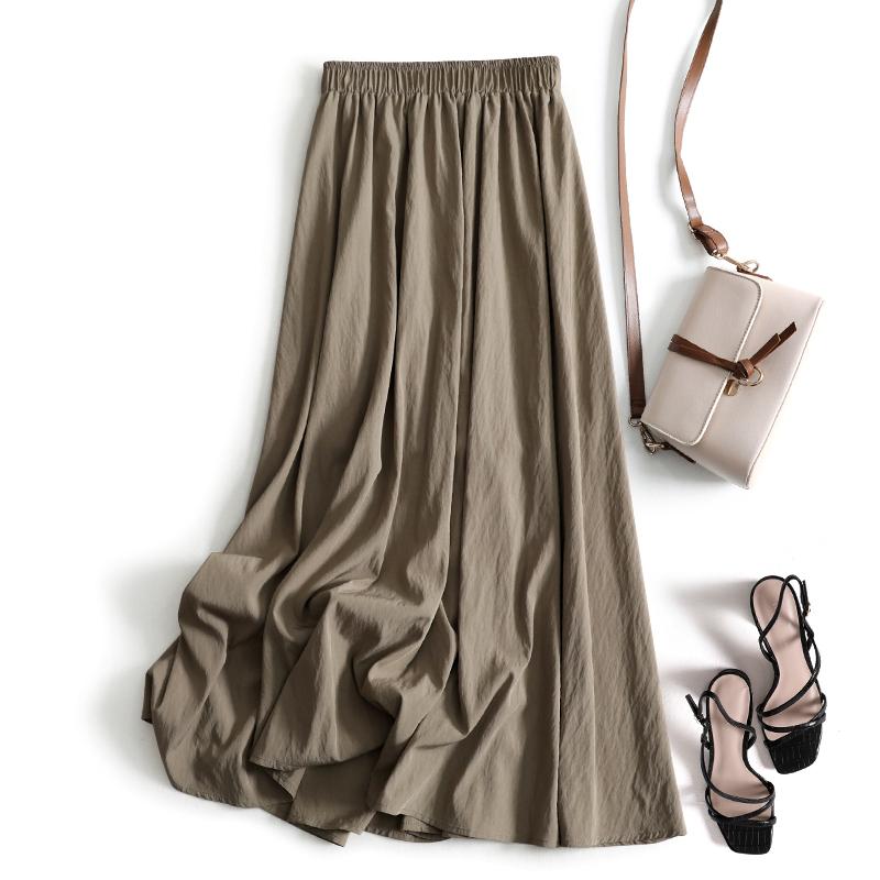 春 コーデ レディース ファッション オシャレ カワイイ シンプル きれいめ ナチュラル 上品カジュアル 婦人服 コットンリネン スカート ハイウエスト スイング ハイエンド リネン ロング(4)
