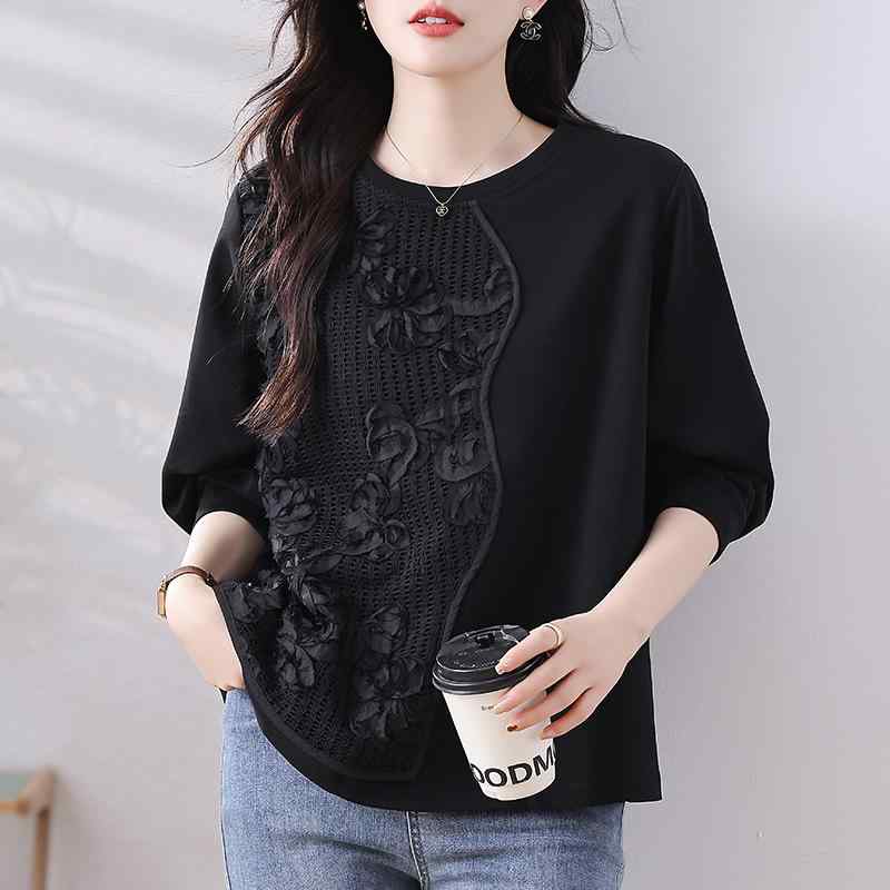 春 コーデ レディース ファッション オシャレ カワイイ シンプル きれいめ ナチュラル 上品カジュアル 婦人服 黒 Tシャツ 大きいサイズ トップス 服
