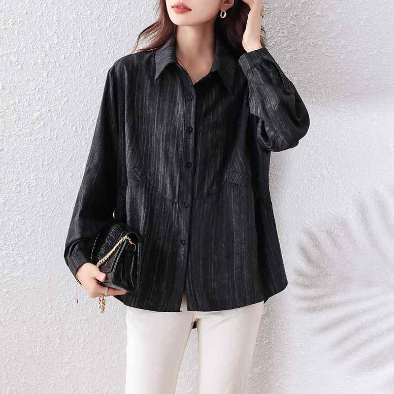 春 コーデ レディース ファッション オシャレ カワイイ シンプル きれいめ ナチュラル 上品カジュアル 婦人服 ポロ襟 シャツ ハイエンド スリム トップス