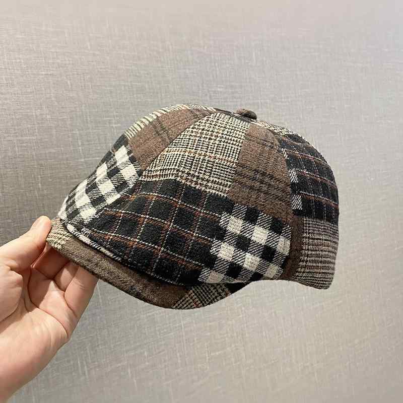 春 コーデ オシャレ 小物 アイテム レディース レトロ チェック柄 ベレー帽 女性用 フォワード ハット メンズ ペインター