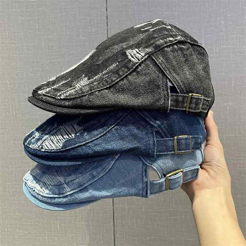 春 コーデ オシャレ 小物 アイテム レディース レトロ　デニム　フォワード　ハット　メンズ　ベレー帽..