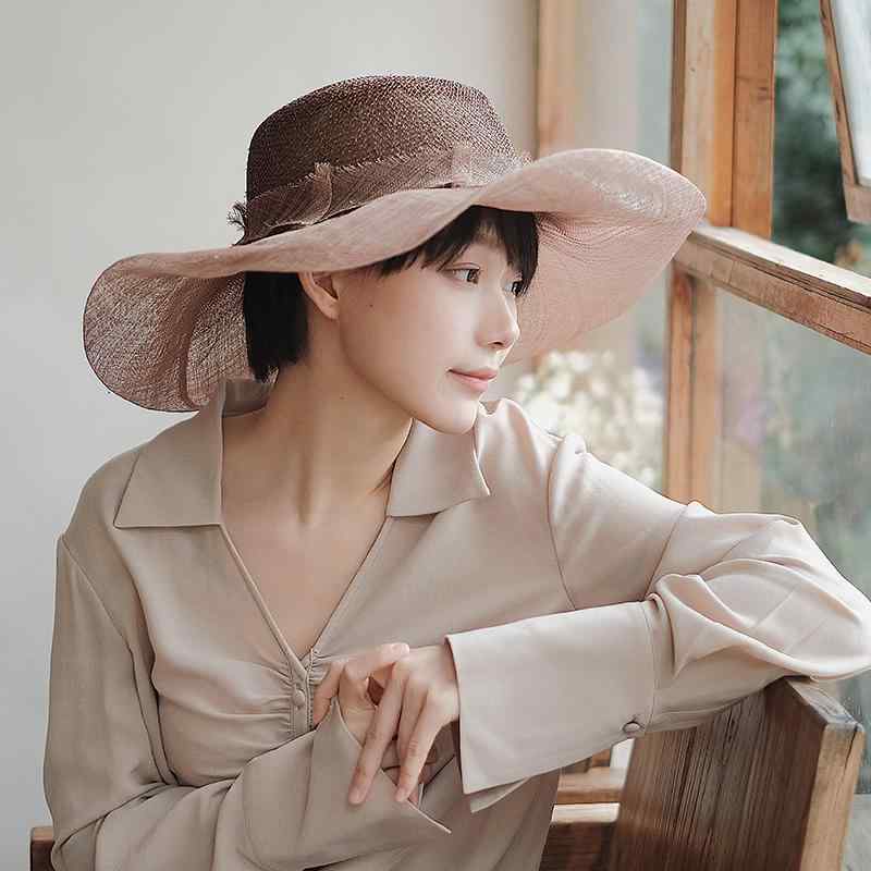 春 コーデ オシャレ 小物 アイテム レディース リネン　つば広　麦わら帽子　サンハット