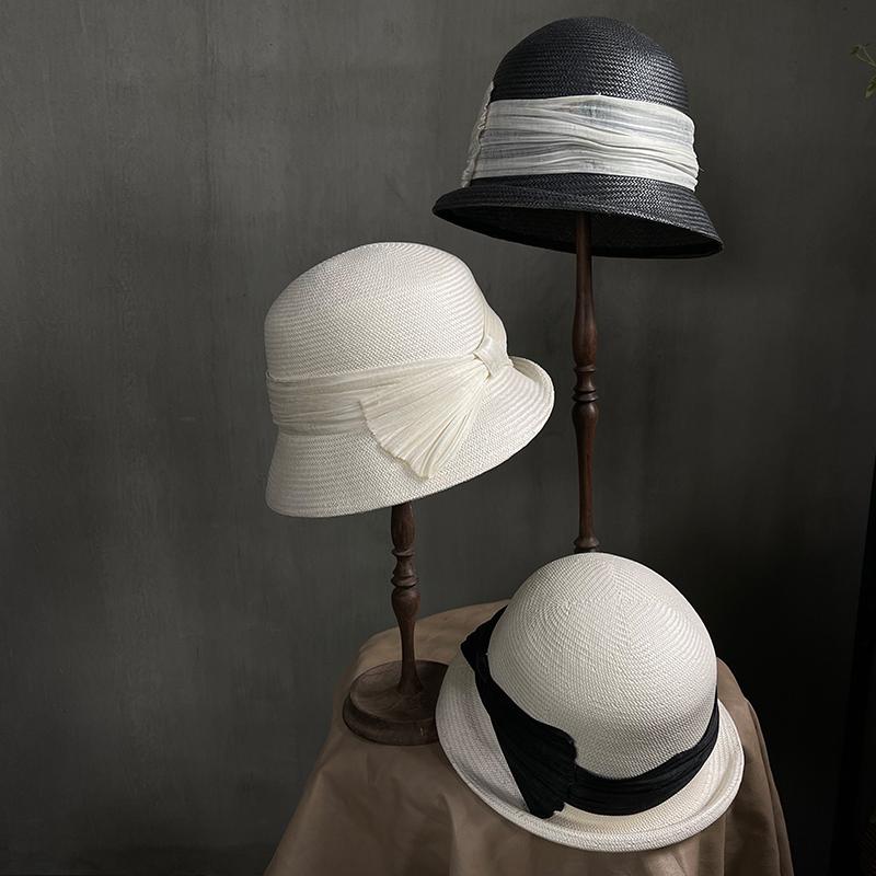春 コーデ オシャレ 小物 アイテム レディース リネン　ドーム　つば広　麦わら帽子　バケットハット　夏