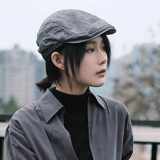 春 コーデ オシャレ 小物 アイテム レディース チェック柄 リネン 軽 通気性 レトロ キャップ グレー 男女兼用 春 コーデ オシャレ 小物 アイテム レディース チェック柄 リネン 軽 通気性 レトロ キャップ グレー 男女兼用