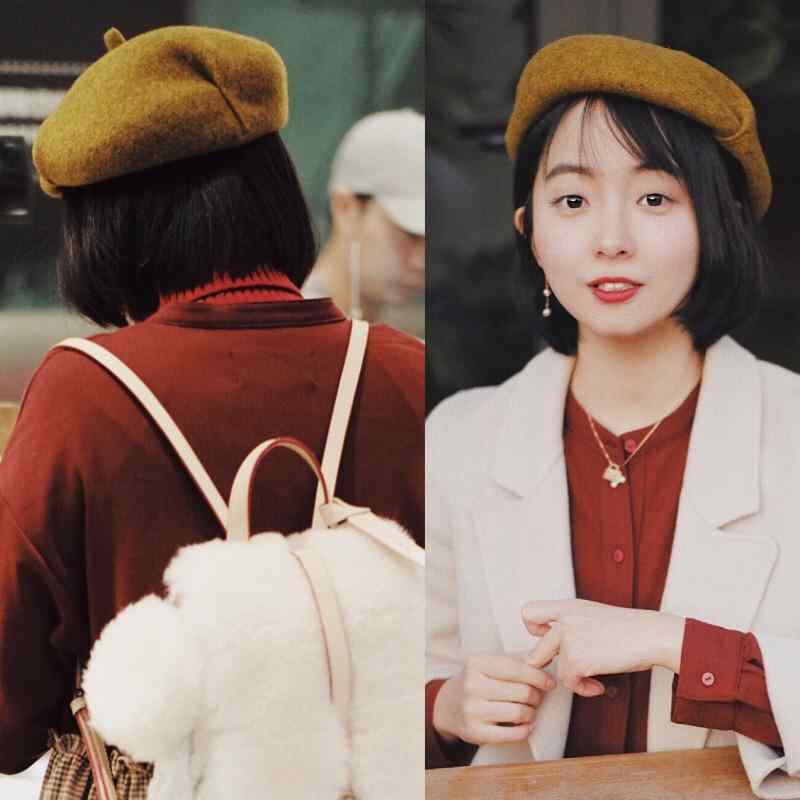 春 コーデ オシャレ 小物 アイテム レディース 立体形　プリーツ　ウール　ベレー帽　ペインター　ハット　