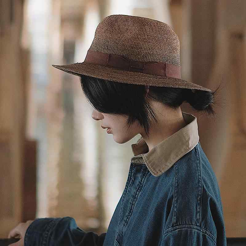 春 コーデ オシャレ 小物 アイテム レディース レトロ　ラフィア　フラット　つば有り　帽子　キャッ