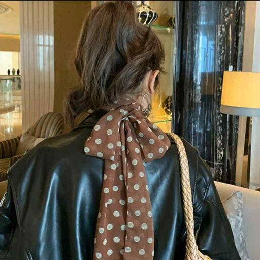 春 コーデ オシャレ 小物 アイテム レディース フレンチ レトロ 茶色 ドットスカーフ ハイエンド ロング スカーフ ヘアアクセサリー バンド 春 コーデ オシャレ 小物 アイテム レディース フレンチ レトロ 茶色 ドットスカーフ ハイエンド ロング スカーフ ヘアアクセサリー バンド