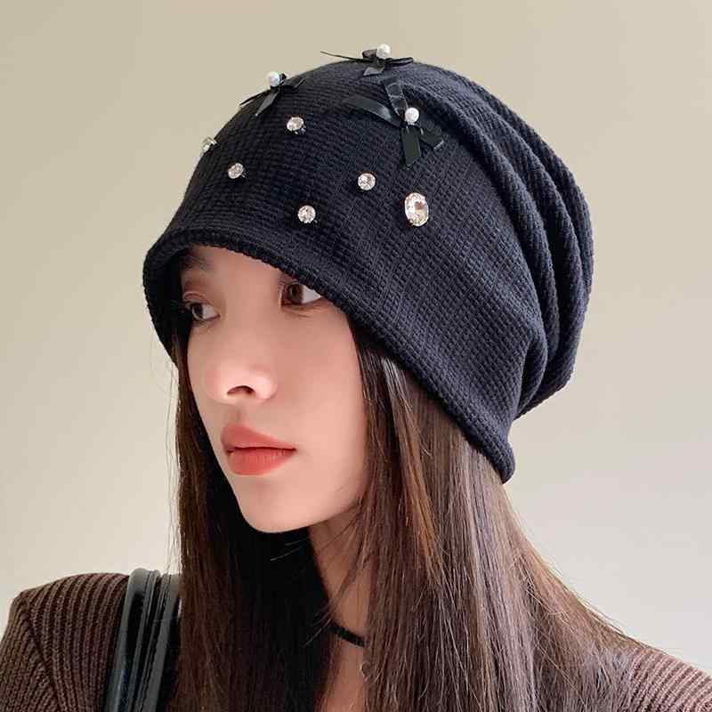 Rakuten - 春 コーデ オシャレ 小物 アイテム レディース 女性用　ドット　リボン　パイル　ハット　ニット帽　キャップ