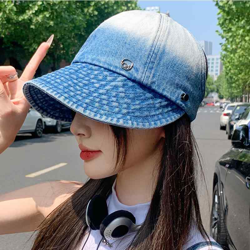 春 コーデ オシャレ 小物 アイテム レディース グラデーション　デニム　フィッシャーマンハット　バケットハット　夏　ストリート　薄型　サンシェード　キャップ