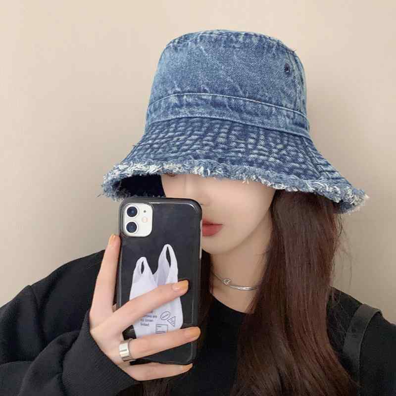 春 コーデ オシャレ 小物 アイテム レディース ファー　エッジ　バケットハット　夏　ウォッシュ　レトロ　デニム　バケットハット