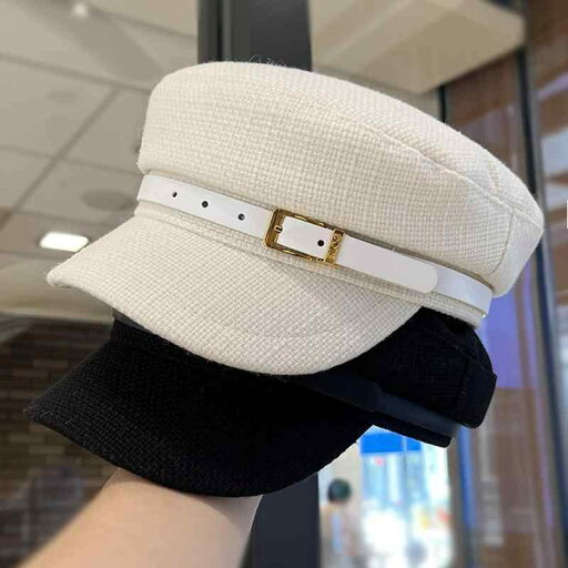 春 コーデ オシャレ 小物 アイテム レディース シンプル 革 バックル 装飾 フラットトップ ハット 八角形 女性用 春 コーデ オシャレ 小物 アイテム レディース シンプル 革 バックル 装飾 フラットトップ ハット 八角形 女性用