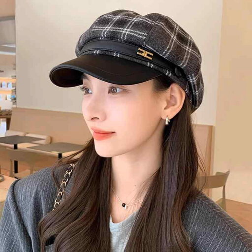 春 コーデ オシャレ 小物 アイテム レディース カラーマッチング チェック柄 ウール 八角帽子 レトロ ベレー帽 春 コーデ オシャレ 小物 アイテム レディース カラーマッチング チェック柄 ウール 八角帽子 レトロ ベレー帽