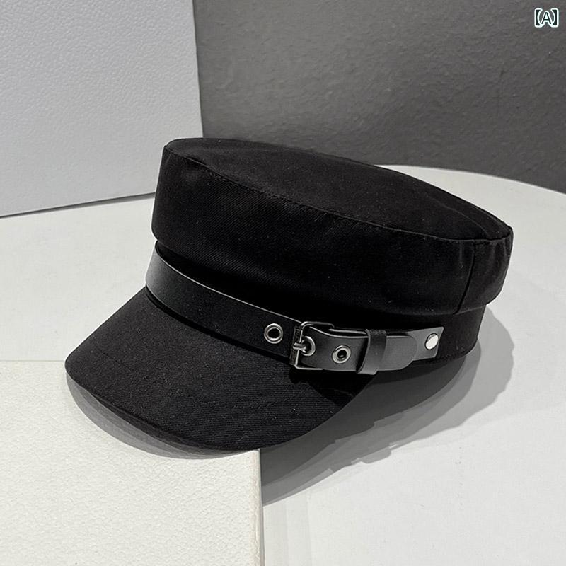 春 コーデ オシャレ 小物 アイテム レディース ペインター ハット ベルトバックル フラットトップ つば有り 帽子 キャップ レトロ